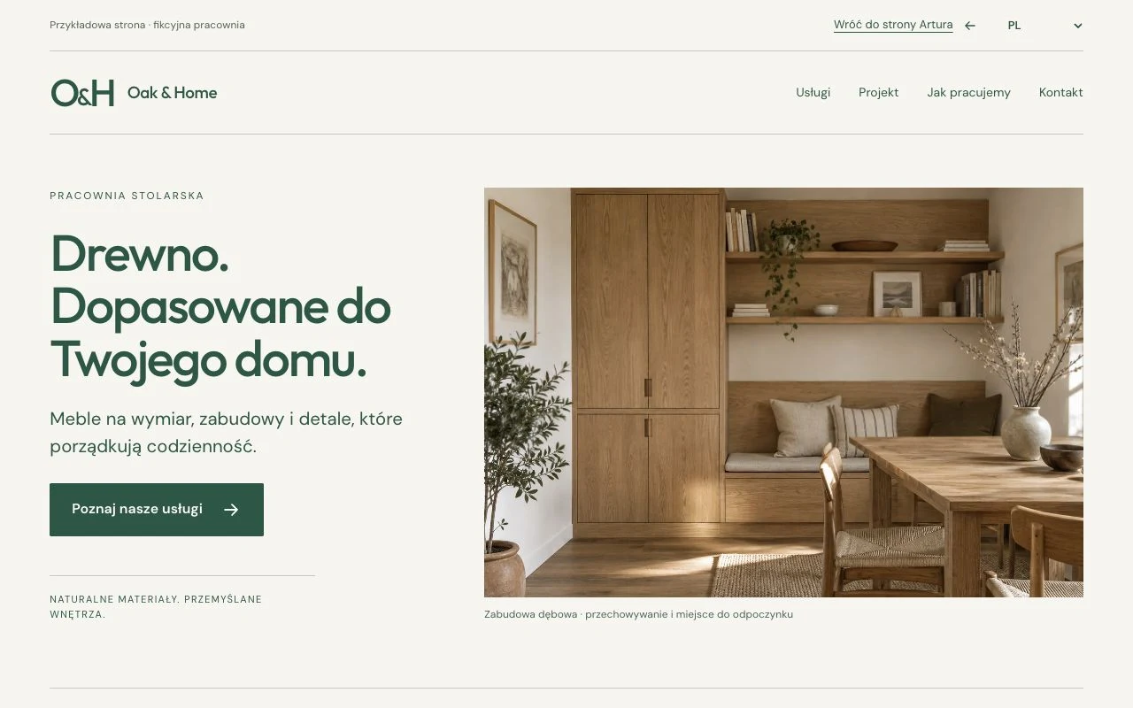 Website-Vorschau: Oak & Home